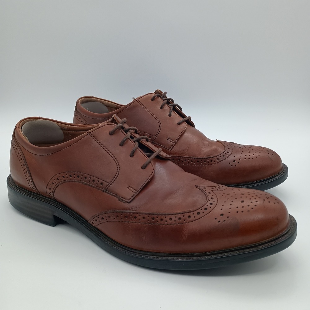 Johnston & Murphy Mens 12M Brown Leather‎ Wingtip Oxford Brogue Shoes